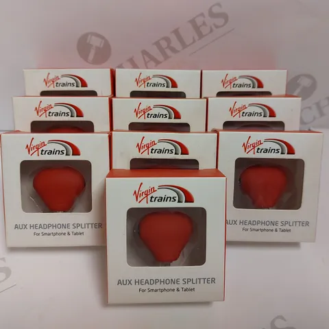 BOX OF APROX 10 VIRGIN TRAINS AUX HEADPHONES SPLITTERS 3.5MM	