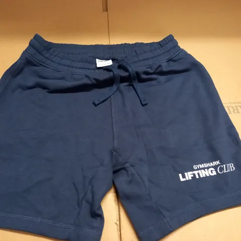 GYMSHARK NAVY FLEECE SHORTS - S