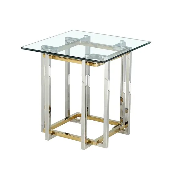 BOXED MULLIS SIDE TABLE SILVER+GOLD/CLEAR