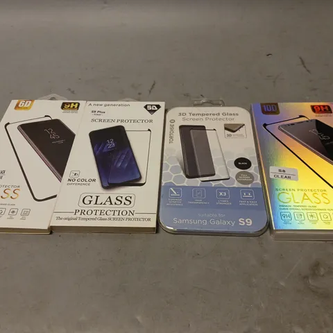 BOX OF APPROX 100 ASSORTED PHONE ITEMS TO INCLUDE - 10D GLASS SCREEN PROTECTOR S8 , TORTOISE 3D TEMPERED GLASS S9 , GLASS PROTECTION S9 PLUS ETC