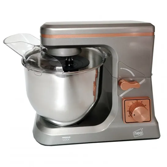 BOXED NEO GREY/COPPER FOOD BAKING ELECTRIC STAND MIXER 5L 6 SPEED STAINLESS STEEL MIXING BOWL 800W (1 BOX)