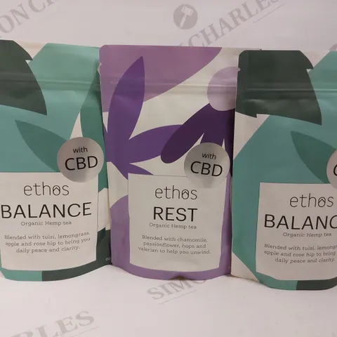 BOX OF 3 ETHOS ORGANIC HEMP TEA - BALANCE AND REST