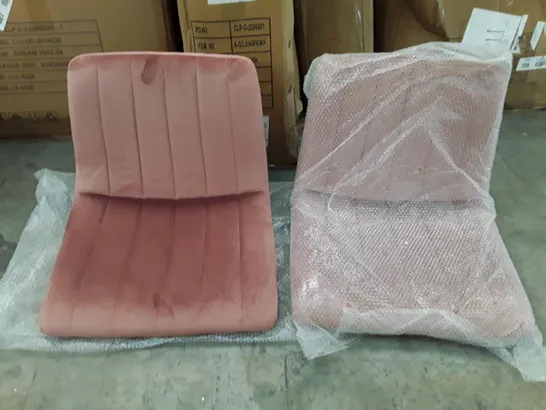 BOXED PAIR PINK VELVET BARSTOOLS 