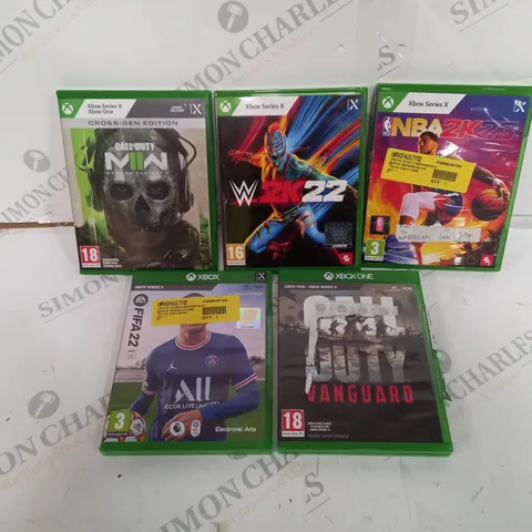 5 ASSORTED XBOX GAMES TO INCLUDE: MWII, FIFA 22, NBA 2K23