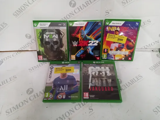 5 ASSORTED XBOX GAMES TO INCLUDE: MWII, FIFA 22, NBA 2K23