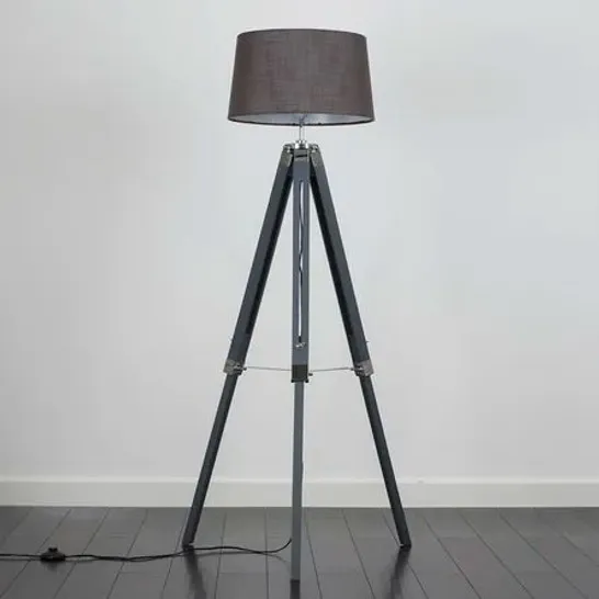 BOXED WILLOW LARGE GREY TRIPOD FLOOR LAMP (BASE ONLY)