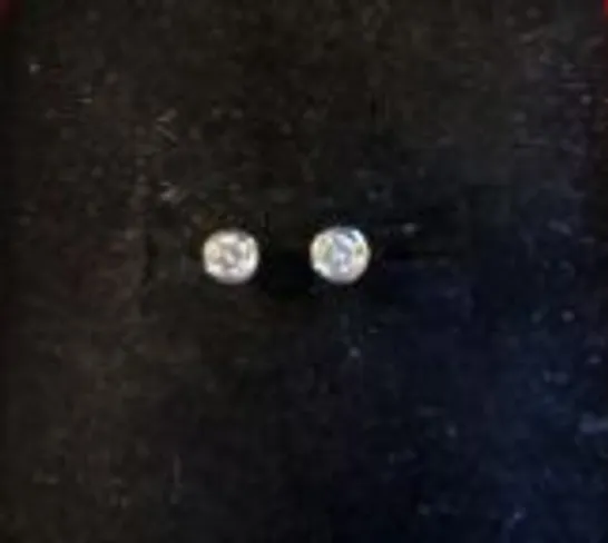 PLATINUM STUD EARRINGS RUB OVER SET WITH NATURAL DIAMONDS