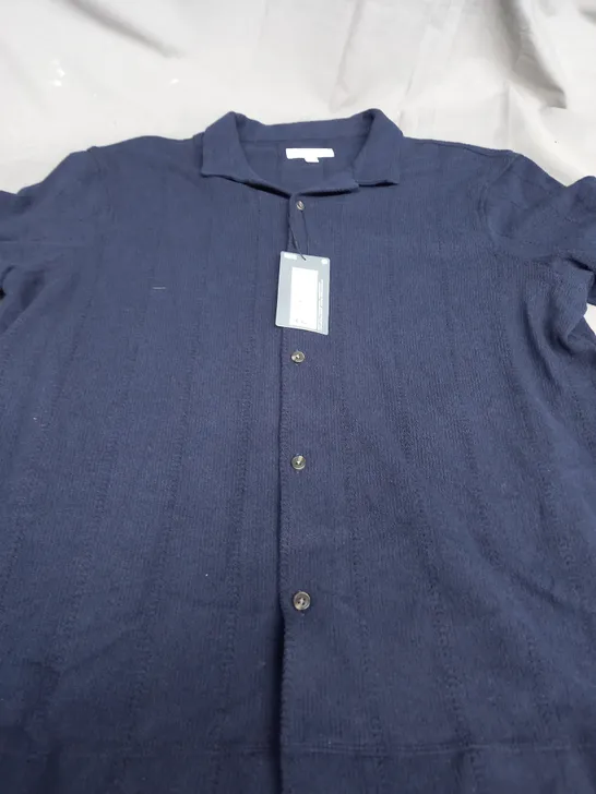 M&S NAVY BUTTON UP POLO SHIRT - XL