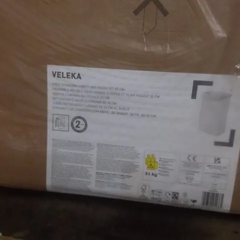 BOXED VELEKA FREE STANDING VANITY AND BASIN SET 55CM