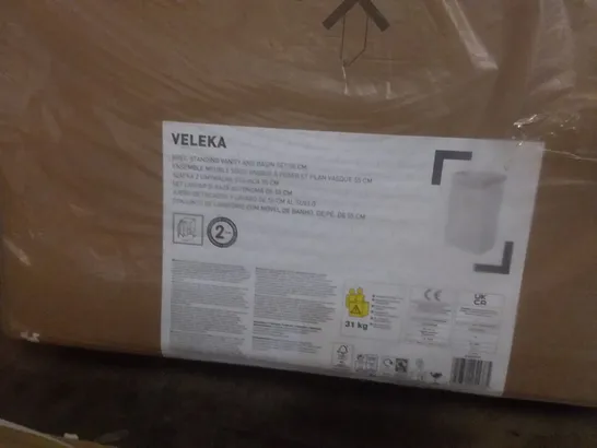 BOXED VELEKA FREE STANDING VANITY AND BASIN SET 55CM