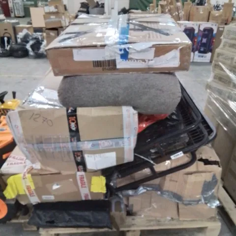 PALLET CONTAINING VARIOUS INCOMPLETE BOXED FURNITURE PARTS AND OTHER HOUSEHOLD ITEMS ETC.