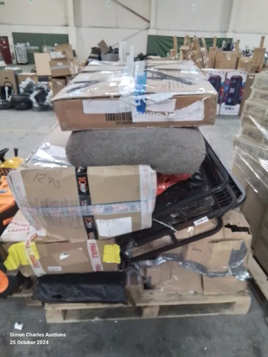 PALLET CONTAINING VARIOUS INCOMPLETE BOXED FURNITURE PARTS AND OTHER HOUSEHOLD ITEMS ETC.