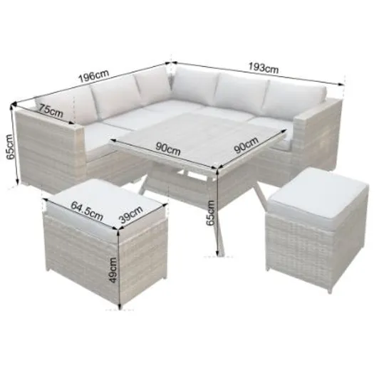 BRAND NEW BOXED ALISON AT HOME DORCHESTER GREY RATTAN DINING SOFA SET (TWO BOXES) RRP £1275
