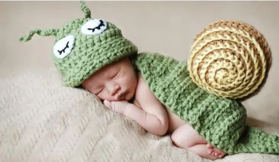 APPROXIMATELY 5 BRAND NEW CROCHET GREEN SNAIL DRESS UP OUTFIT
