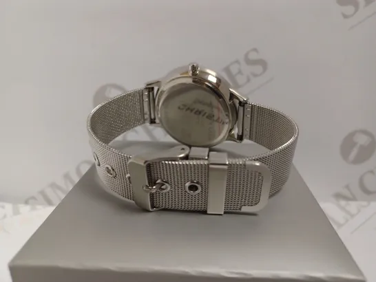 CHRISTIN LARS SILVER WATCH WITH BLUE FACE