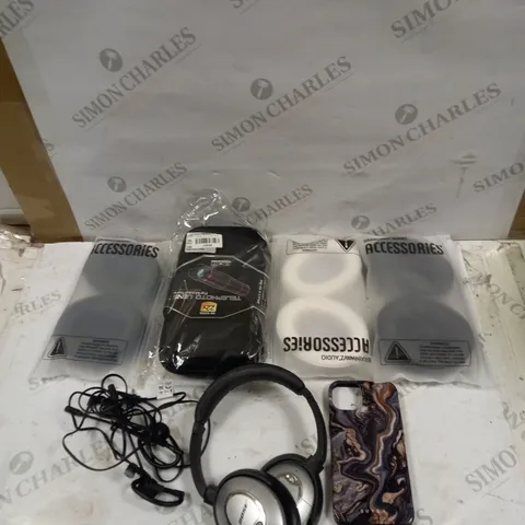 LOT OF ASSORTED EARPHONE AND HEADPHONE ACCESSORIES