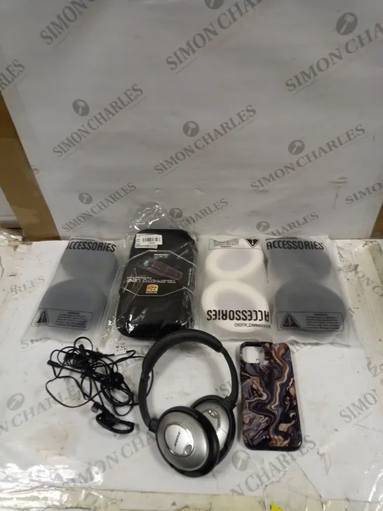 LOT OF ASSORTED EARPHONE AND HEADPHONE ACCESSORIES