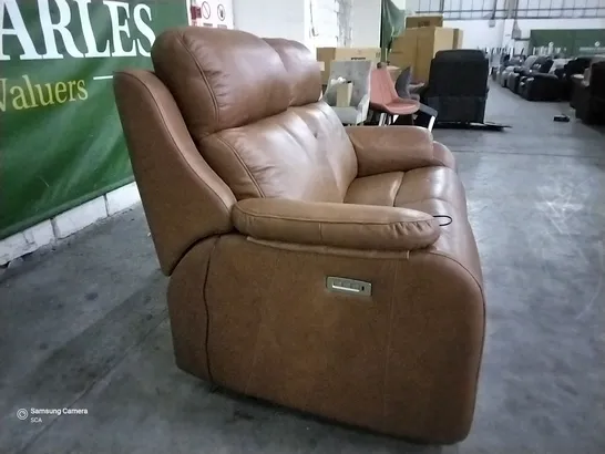 QUALITY BRITISH DESIGNER G PLAN KINGSBURY 2 SEATER ELECTRIC RECLINER DALLAS TAN LEATHER