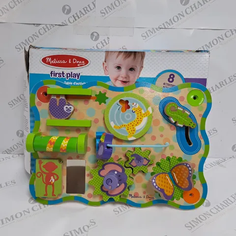 BOXED MELISSA & DOUG FIRST PLAY ACTIVITY TABLE 