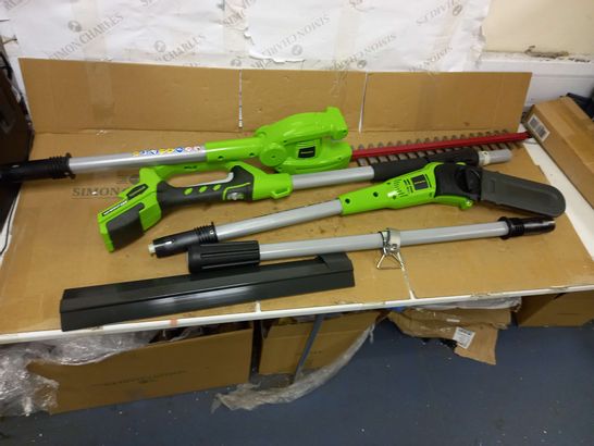 GREENWORKS TOOLS BATTERY-POWERED POLE MOUNTED PRUNER AND HEDGE TRIMMER- COLLECTION ONLY
