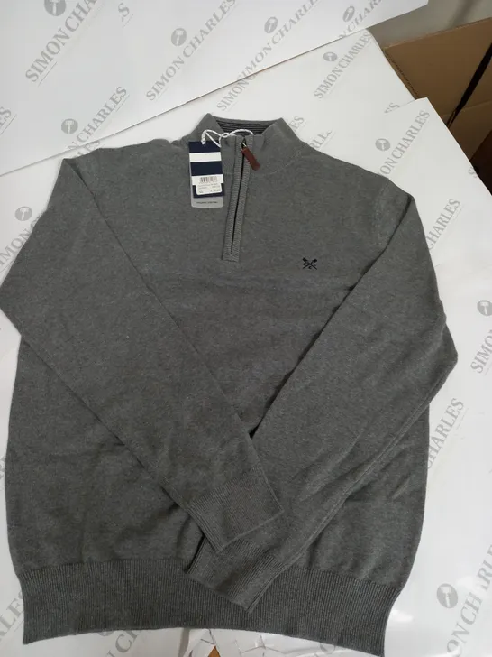 CREW CLOTHNG COMPANY CLASSIC HALF ZIP KNIT - GREY - XL