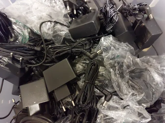 BOX OF APPROX 40 ASSORTED POWER CABLES FOR VARIOUS ITEMS 