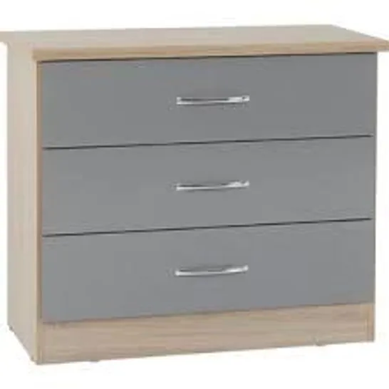 BOXED ELDRID 3 DRAWER 60CM WIDE CHEST OF DRAWERS