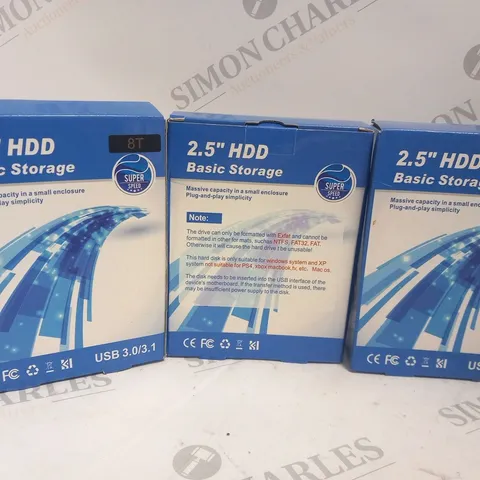 THREE BOXES OF 2.5" HDD BASIC STORAGE 