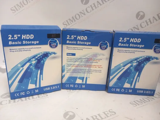 THREE BOXES OF 2.5" HDD BASIC STORAGE 