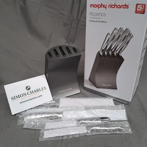 BOXED MORPHY RICHARDS ACCENTS 5 PIECE KNIFE BLOCK 
