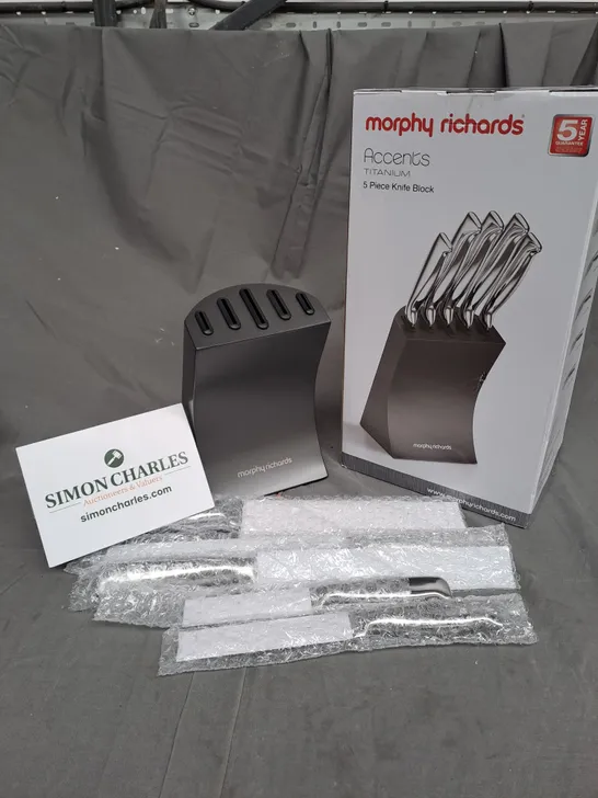 BOXED MORPHY RICHARDS ACCENTS 5 PIECE KNIFE BLOCK 