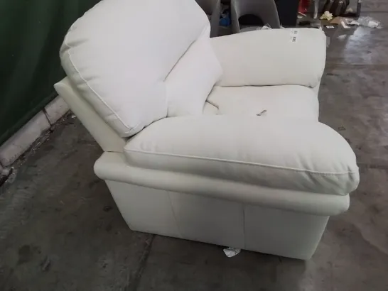 DESIGNER EASY CHAIR CREAM FAUX LEATHER 