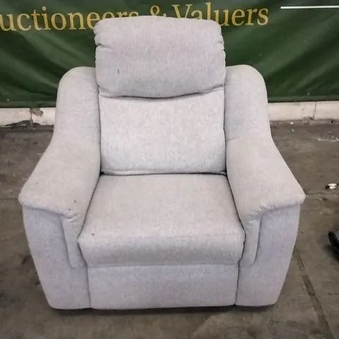 QUALITY BRITISH DESIGNED & MANUFACTURED G PLAN LIGHT GREY FABRIC ARMCHAIR 