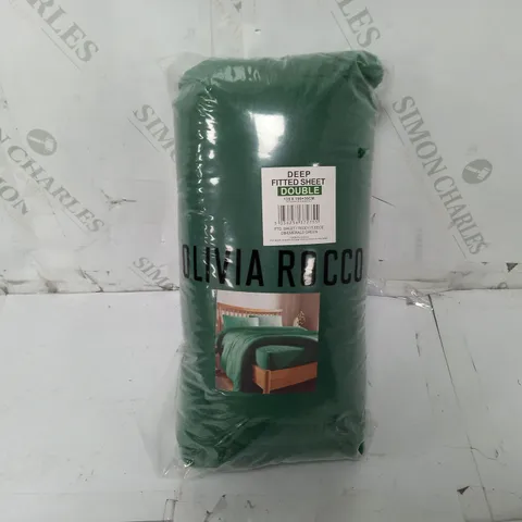 OLIVIA ROCCO DEEP FITTED TEDDY FLEECE SHEET IN EMERALD GREEN - DOUBLE