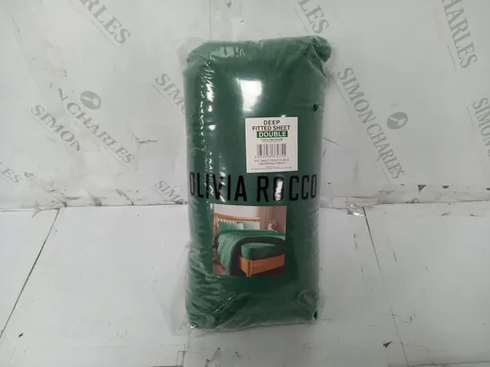 OLIVIA ROCCO DEEP FITTED TEDDY FLEECE SHEET IN EMERALD GREEN - DOUBLE