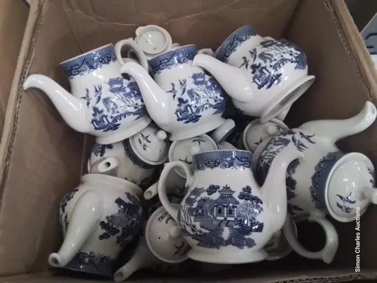 QUANTITY OF CHURCHILL BLUE/WHITE TEAWARE, INCLUDING, 19 × LARGE TEAPOTS & 23 × SMALL TEAPOTS 