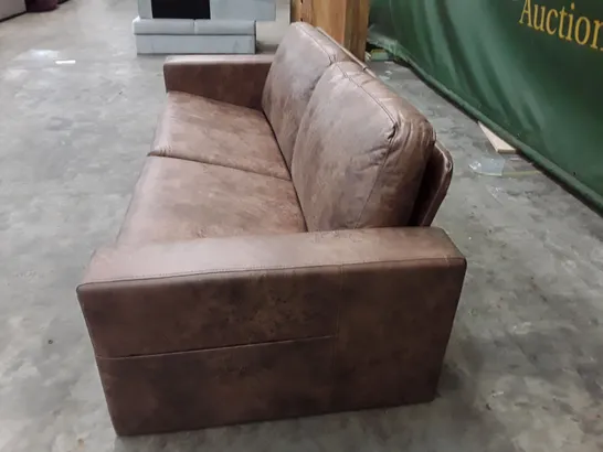 QUALITY DESIGNER 3 SEATER SOFA - BROWN LEATHER