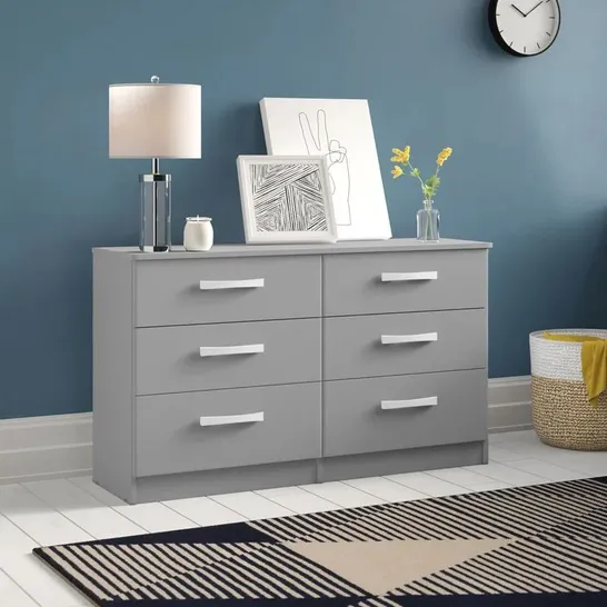 BOXED MARQUITTA 6-DRAWER 127.5CM W DRESSER - GREY (1 BOX)