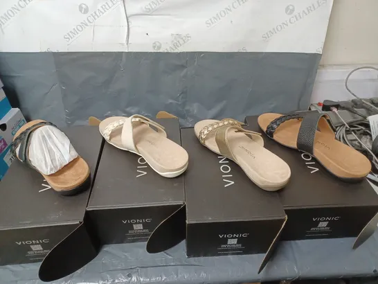 BOX OF APPROXIMATELY 4 ASSORTED PAIRS OF  SANDALS IN VARIOUS STYLES AND SIZES 