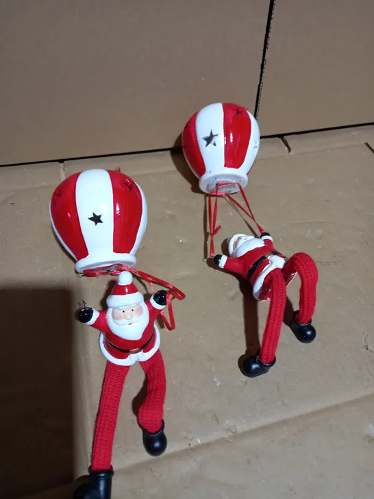 SANTAS EXPRESS SET OF PRELIT PARACHUTING SANTA DANGLY LEGS