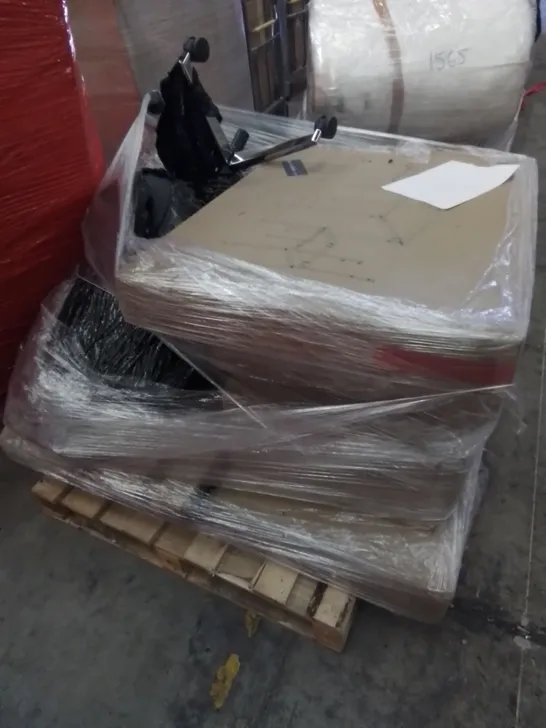 PALLET CONTAINING HOUSEHOLD & HOME IMPROVEMENT PRODUCTS. INCLUDES OFFICE CHAIR, CHAIR, TABLE ETC