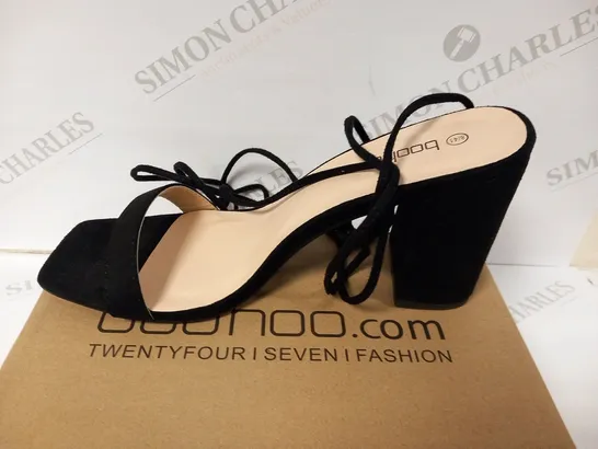 BOXED BOOHOO TIE UP STRAP BLOCK HEELS SIZE 8