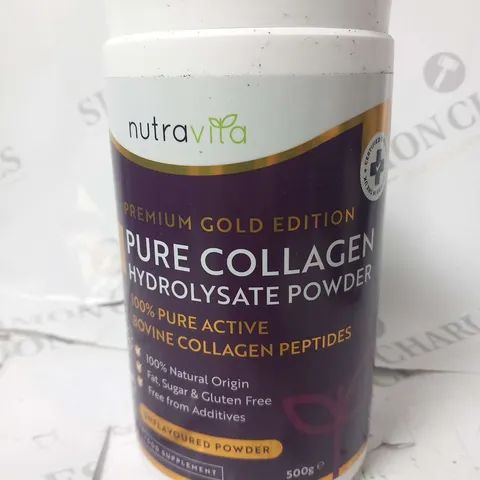 TWO TUBS OF NUTRA VITA PREMIUM GOLD EDITION PURE COLLAGEN HYDROLYSATE POWDER 500G