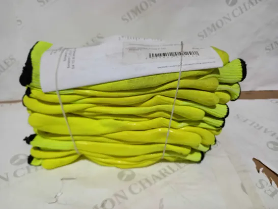 PACK OF APPROXIMATELY 10 BRAND NEW UVEX SAFETY GLOVES IN YELLOW SIZE 10