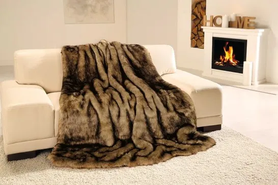 BOXED RUSSIAN SABLE FAUX FUR BLANKET 