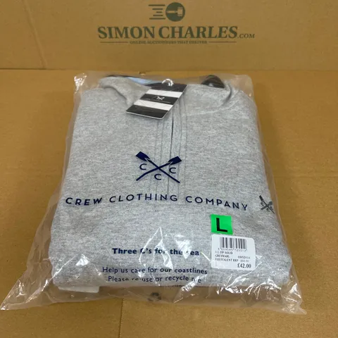 CREW CLOTHING COMPANY 1/2 ZIP SWEATSHIRT IN GREY MARL SIZE LARGE 