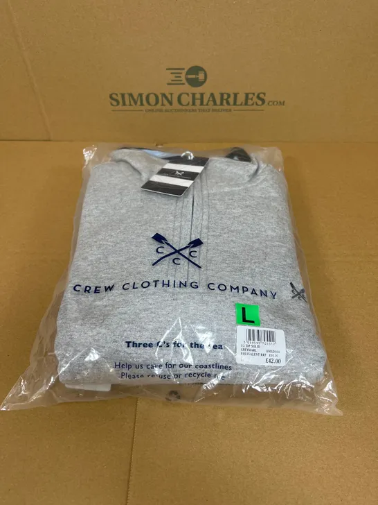 CREW CLOTHING COMPANY 1/2 ZIP SWEATSHIRT IN GREY MARL SIZE LARGE 