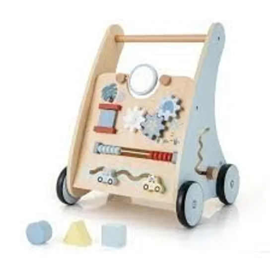 BOXED COSTWAY WOODEN BABY WALKER WITH MULTI ACTIVITY LEARNING SET