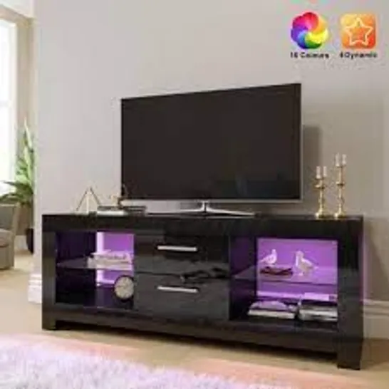 ELEGANT 2 DRAW TV STAND IN BLACK L 130 CM X D 40 CM X H 50 CM 1 BOX