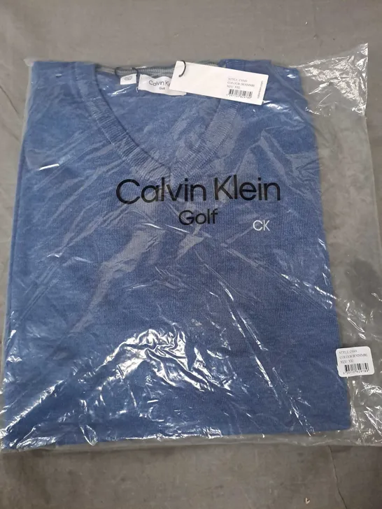 BAGGED CALVIN KLEIN GOLF KNITTED JUMPER IN BLUE SIZE XXL